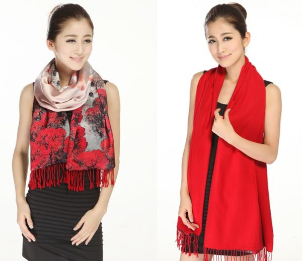 Autumn Leaves on Silk and Cashmere Scarf/Shawl - Image 8