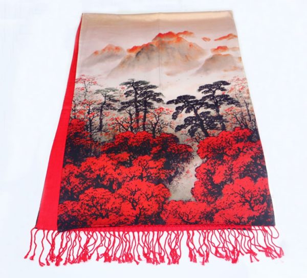 Autumn Leaves on Silk and Cashmere Scarf/Shawl