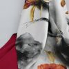 Roses on Silk and Red Cashmere Scarf/Shawl - Image 2