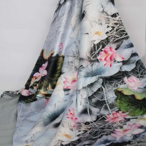 Flowers on Silk and Cashmere Scarf/Shawl