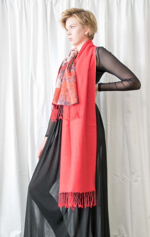 Autumn Leaves on Silk and Cashmere Scarf/Shawl - Image 6